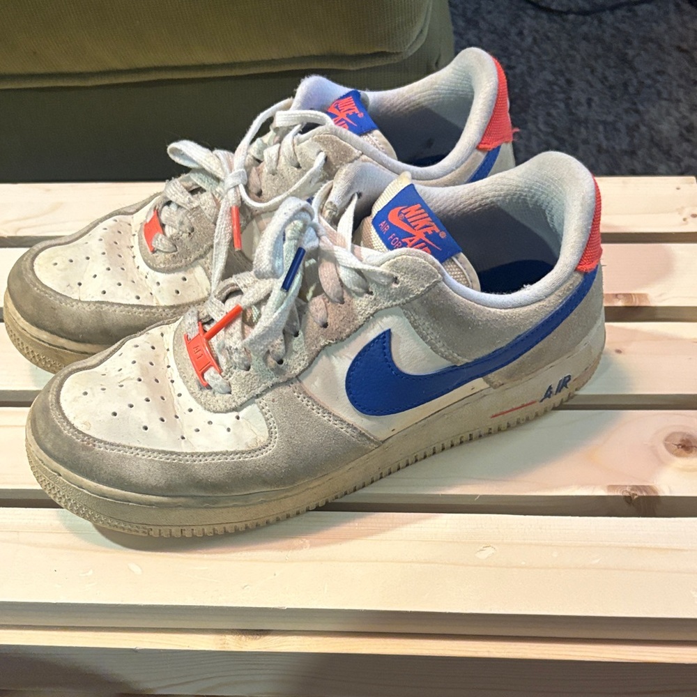 Nike Air Force 1 White with Blue and Red Accents